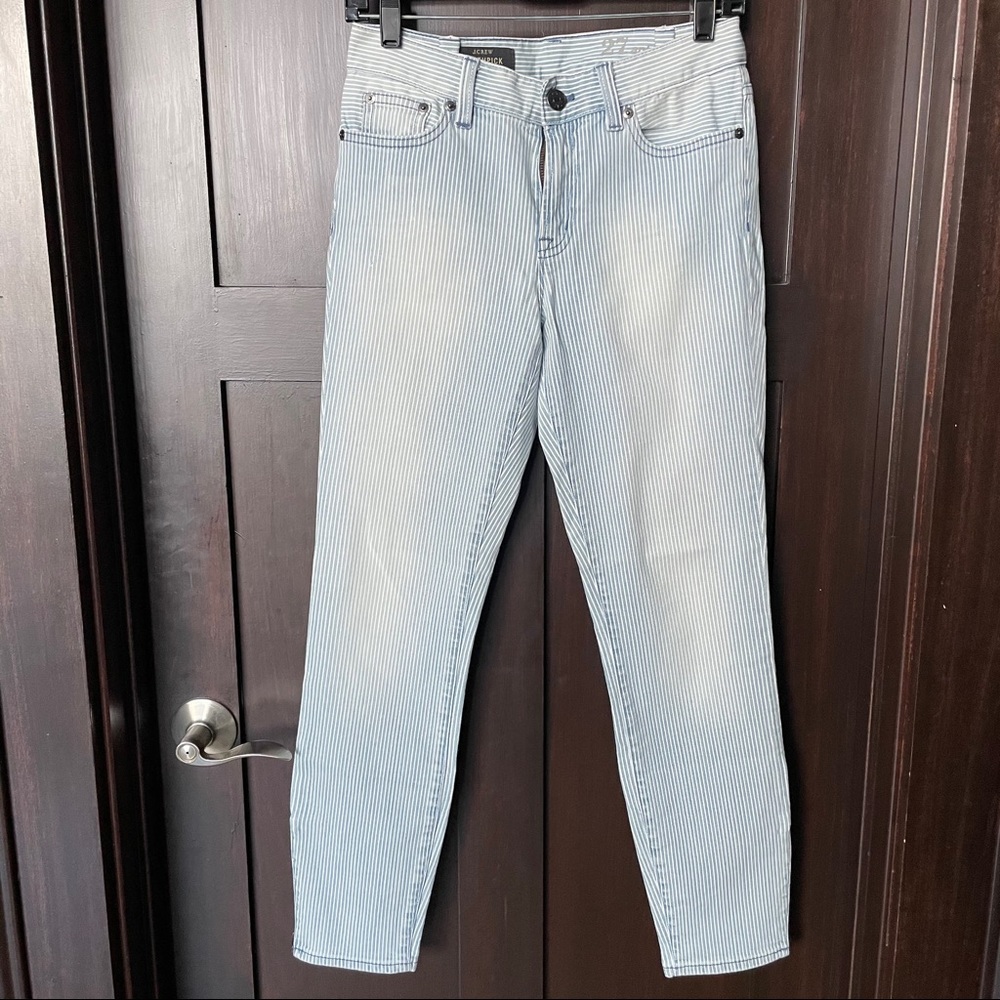 J CREW Pinstripe Ankle Pants with Zipper at Ankle